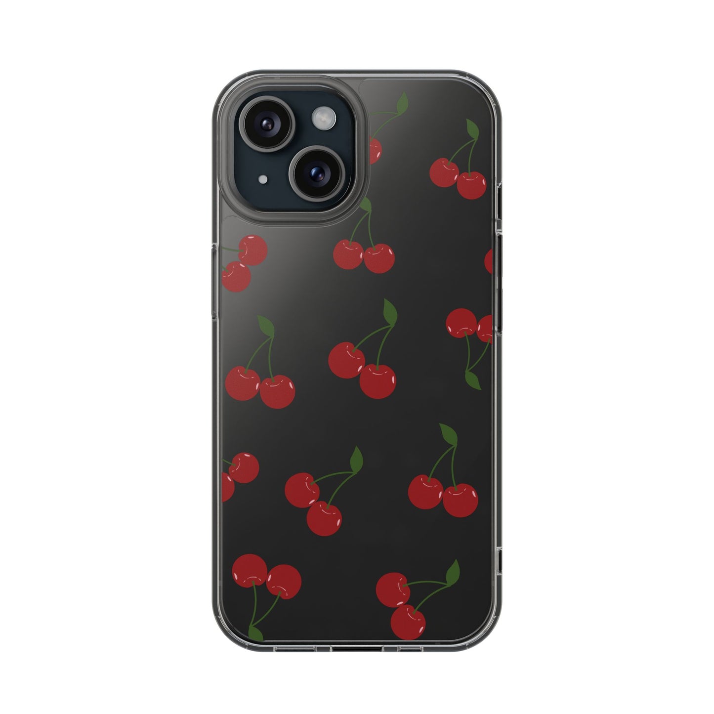 Random Cherry Pattern Clear Phone Case – Playful and Protective