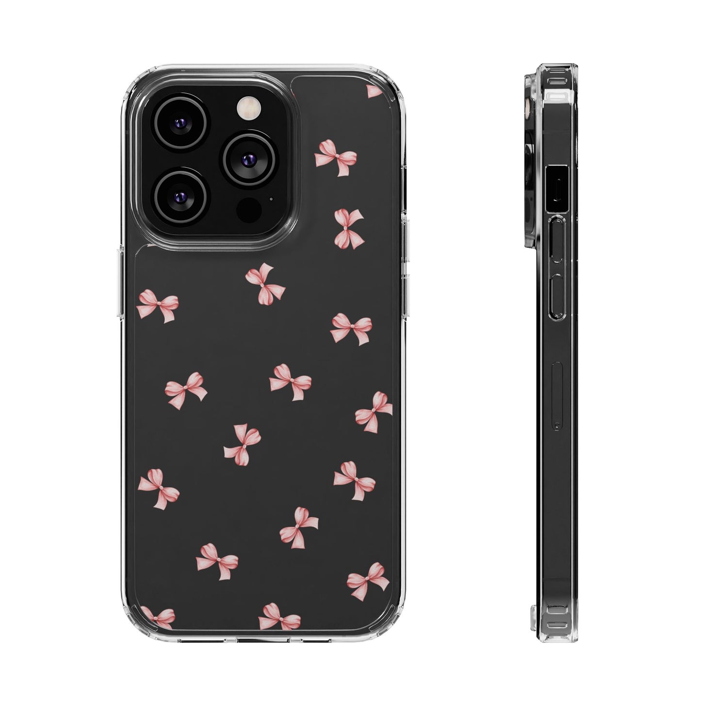 Pink Bow Dreams Clear Phone Case – Stylish Protection for Your iPhone