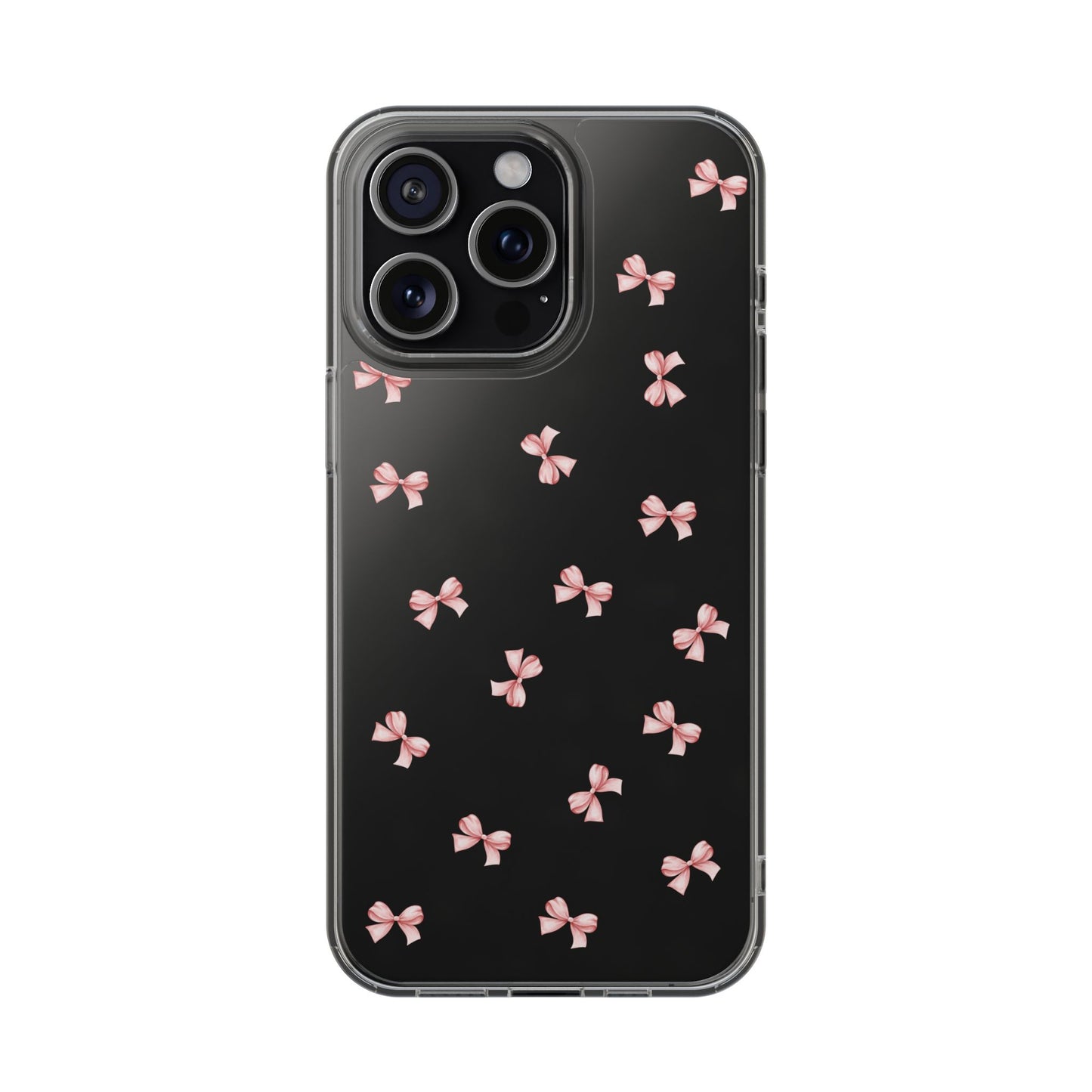 Pink Bow Dreams Clear Phone Case – Stylish Protection for Your iPhone