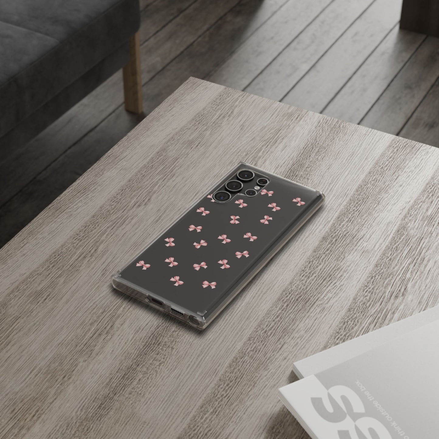 Pink Bow Dreams Clear Phone Case – Stylish Protection for Your iPhone