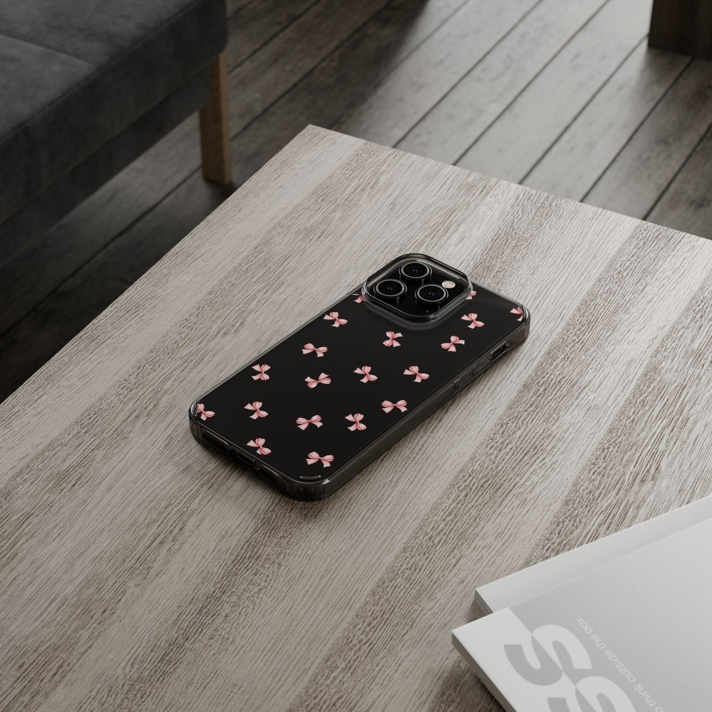 Pink Bow Dreams Clear Phone Case – Stylish Protection for Your iPhone