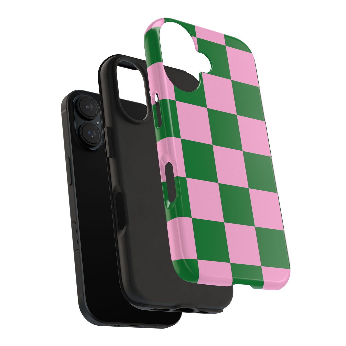 Pink Retro Checkered Phone Case – 90s Aesthetic, Vintage Grid Pattern for iPhone & Samsung