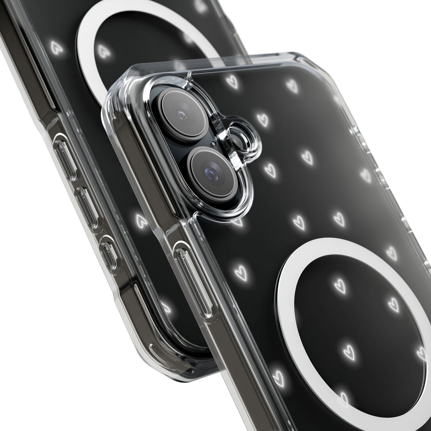 Neon Heart Bling Clear MagSafe Case – Ultimate Protection with a Touch of Glam