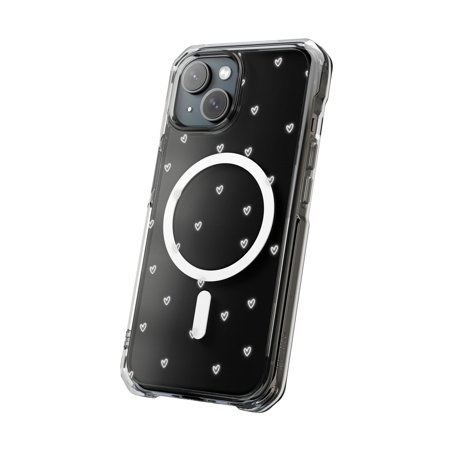 Neon Heart Bling Clear MagSafe Case – Ultimate Protection with a Touch of Glam