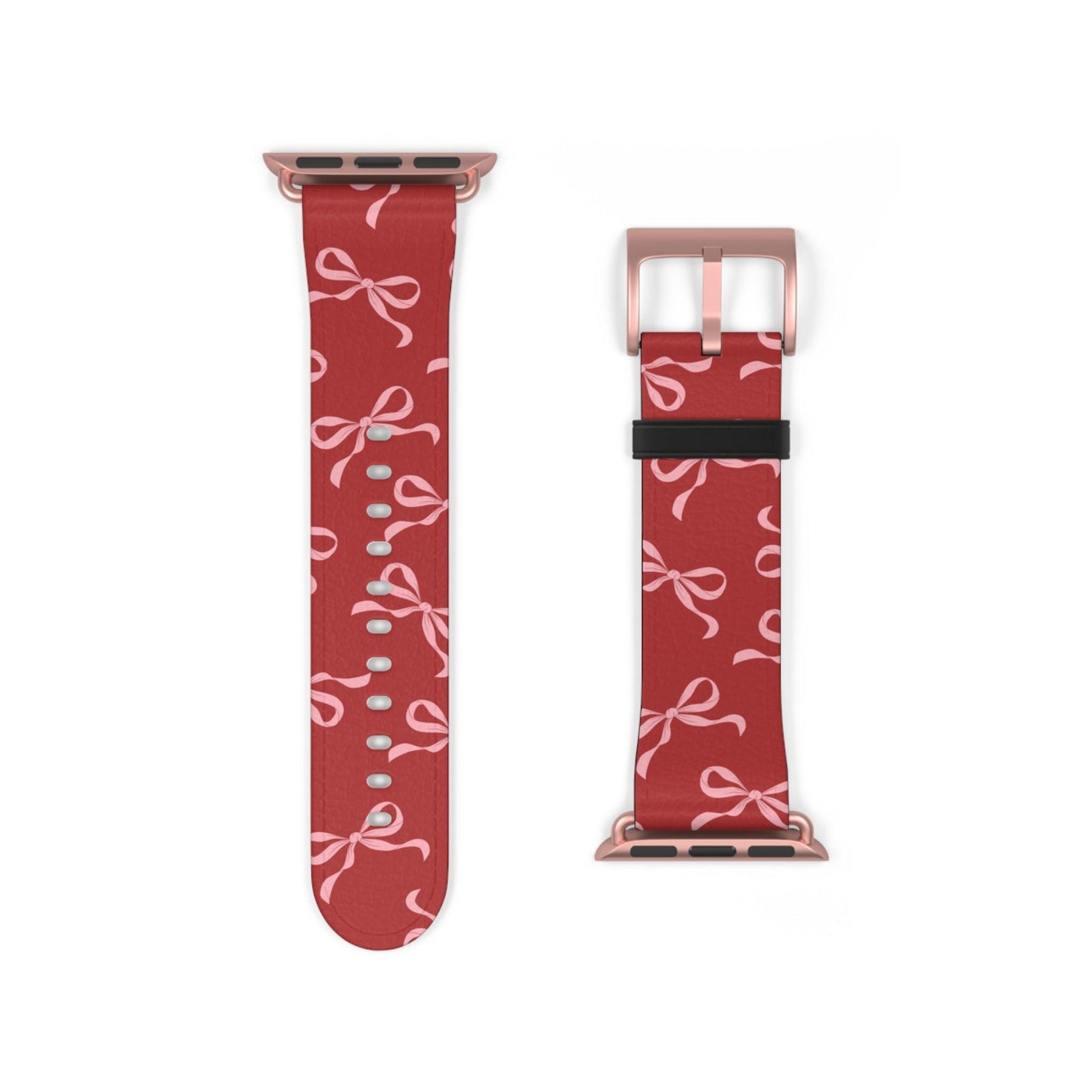 Pink Bows on Red Apple Watch Band - JGUS