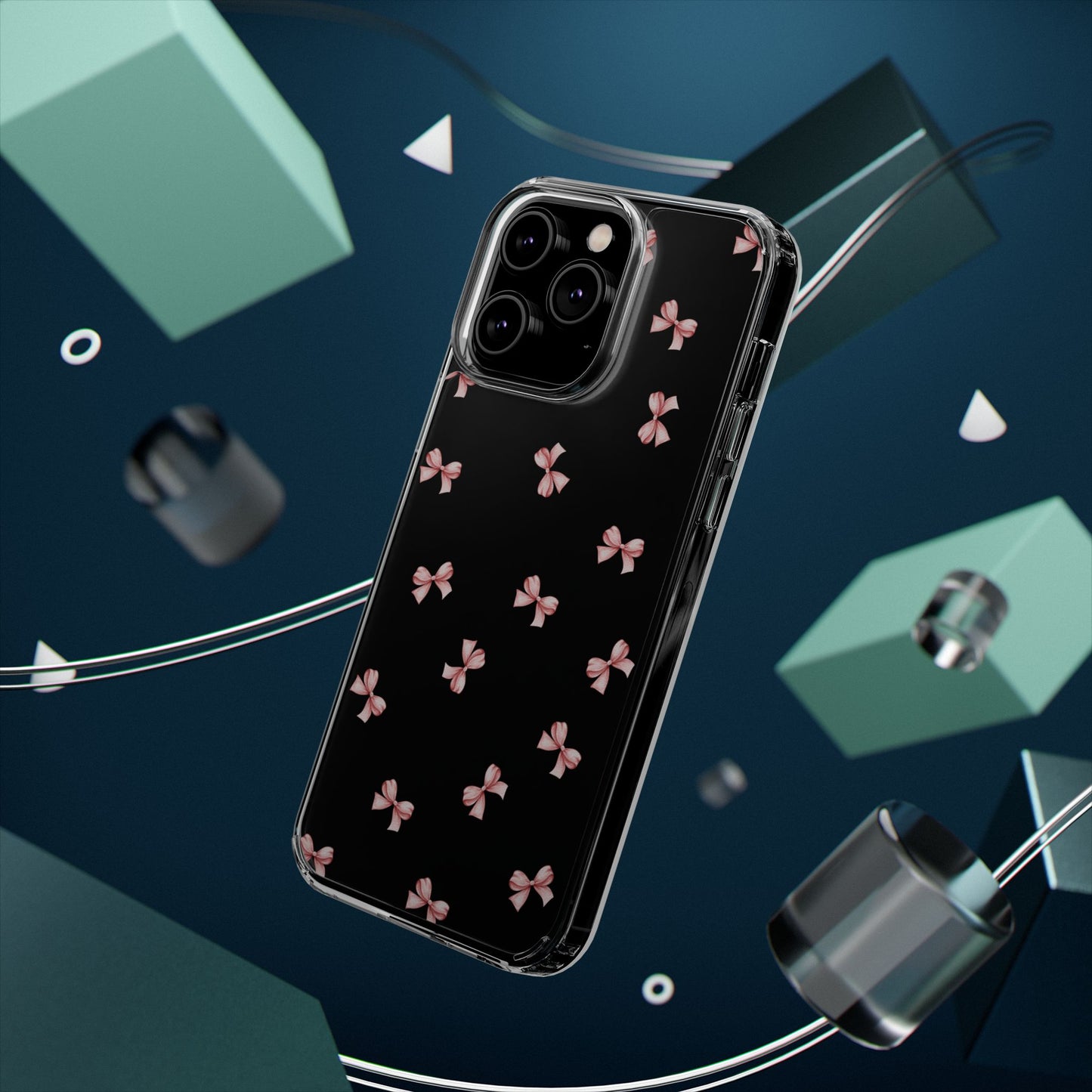 Pink Bow Dreams Clear Phone Case – Stylish Protection for Your iPhone