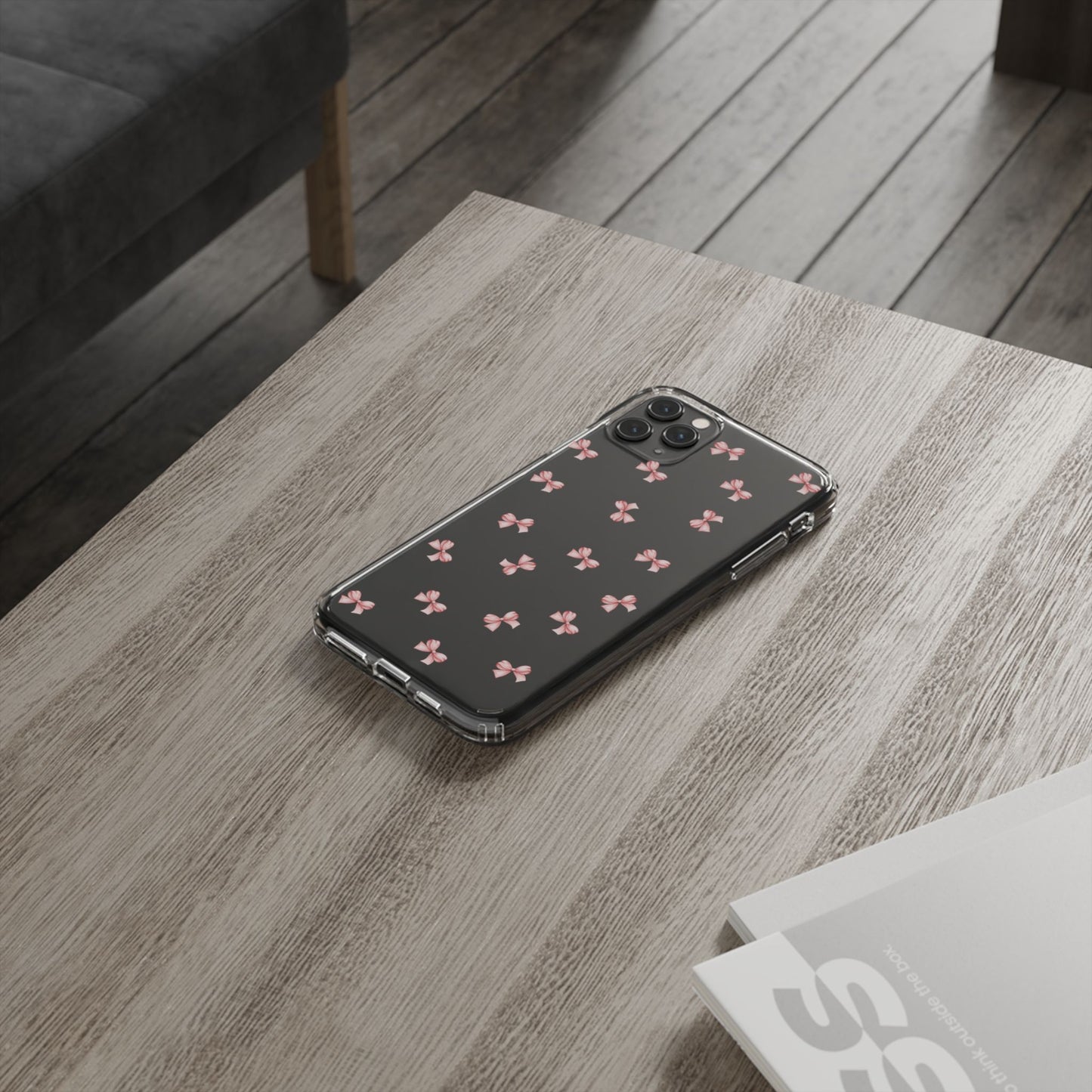 Pink Bow Dreams Clear Phone Case – Stylish Protection for Your iPhone