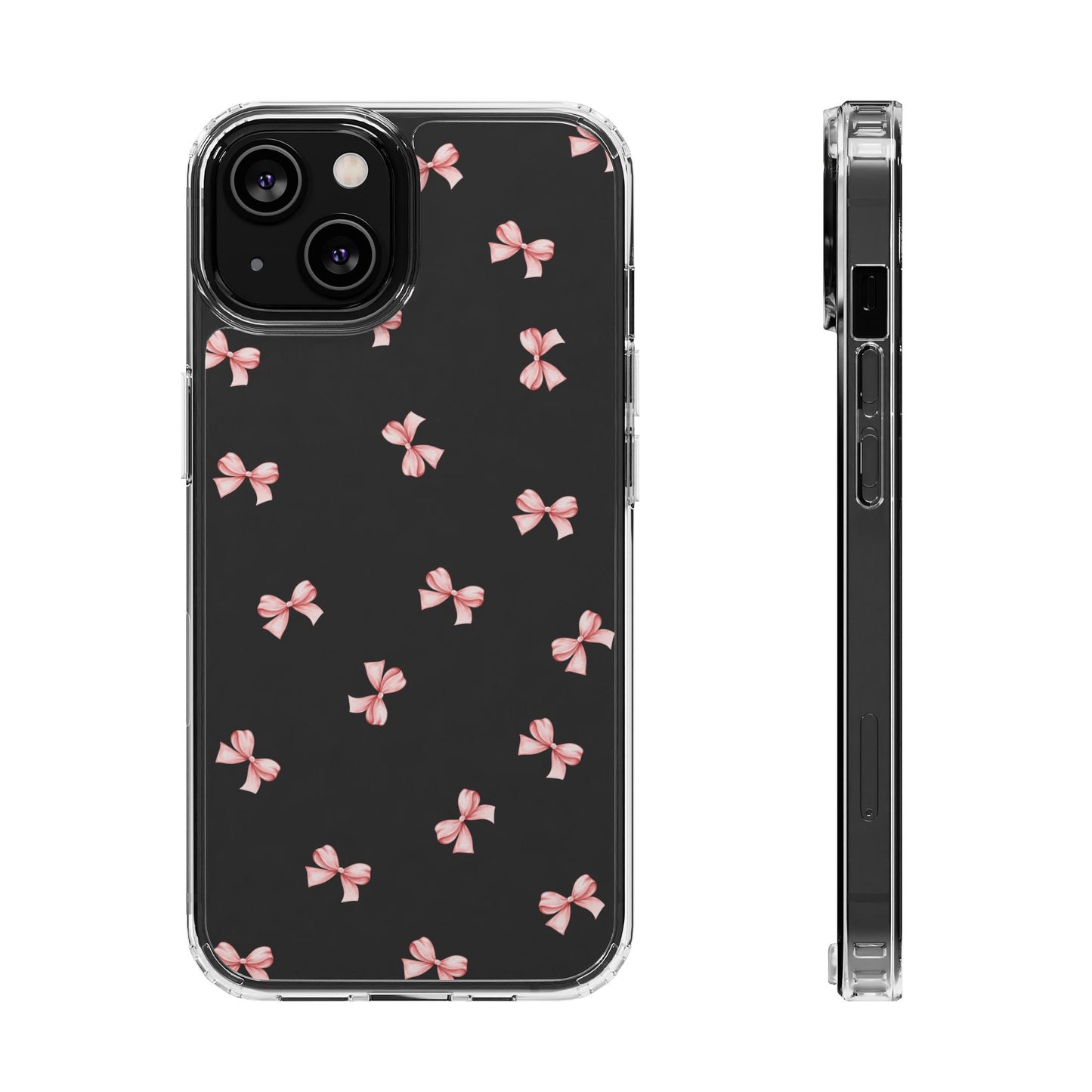 Pink Bow Dreams Clear Phone Case – Stylish Protection for Your iPhone