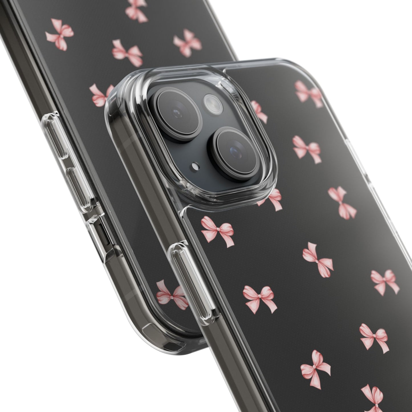 Pink Bow Dreams Clear Phone Case – Stylish Protection for Your iPhone
