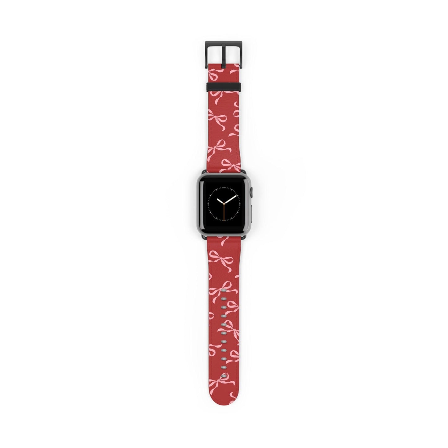 Pink Bows on Red Apple Watch Band - JGUS