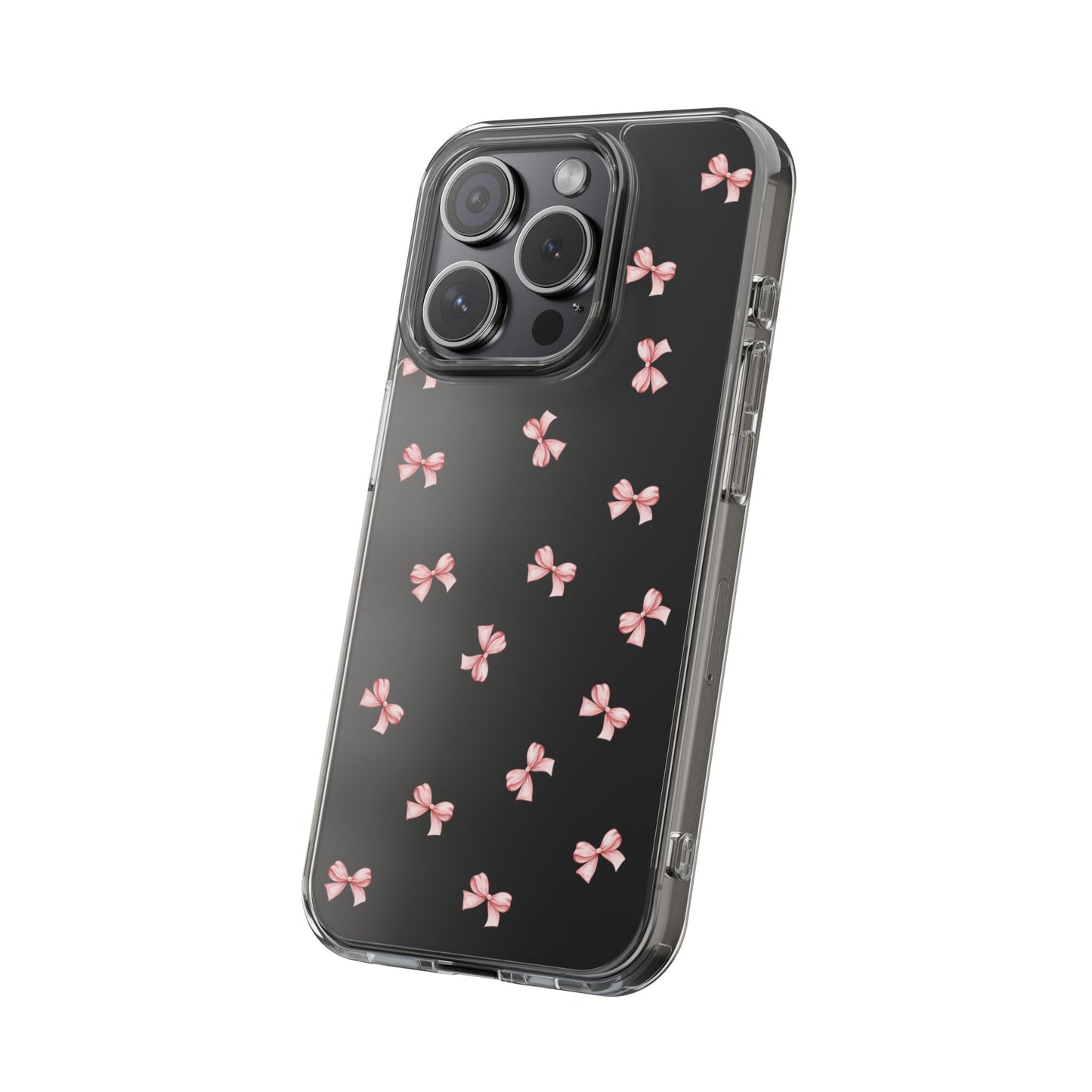 Pink Bow Dreams Clear Phone Case – Stylish Protection for Your iPhone