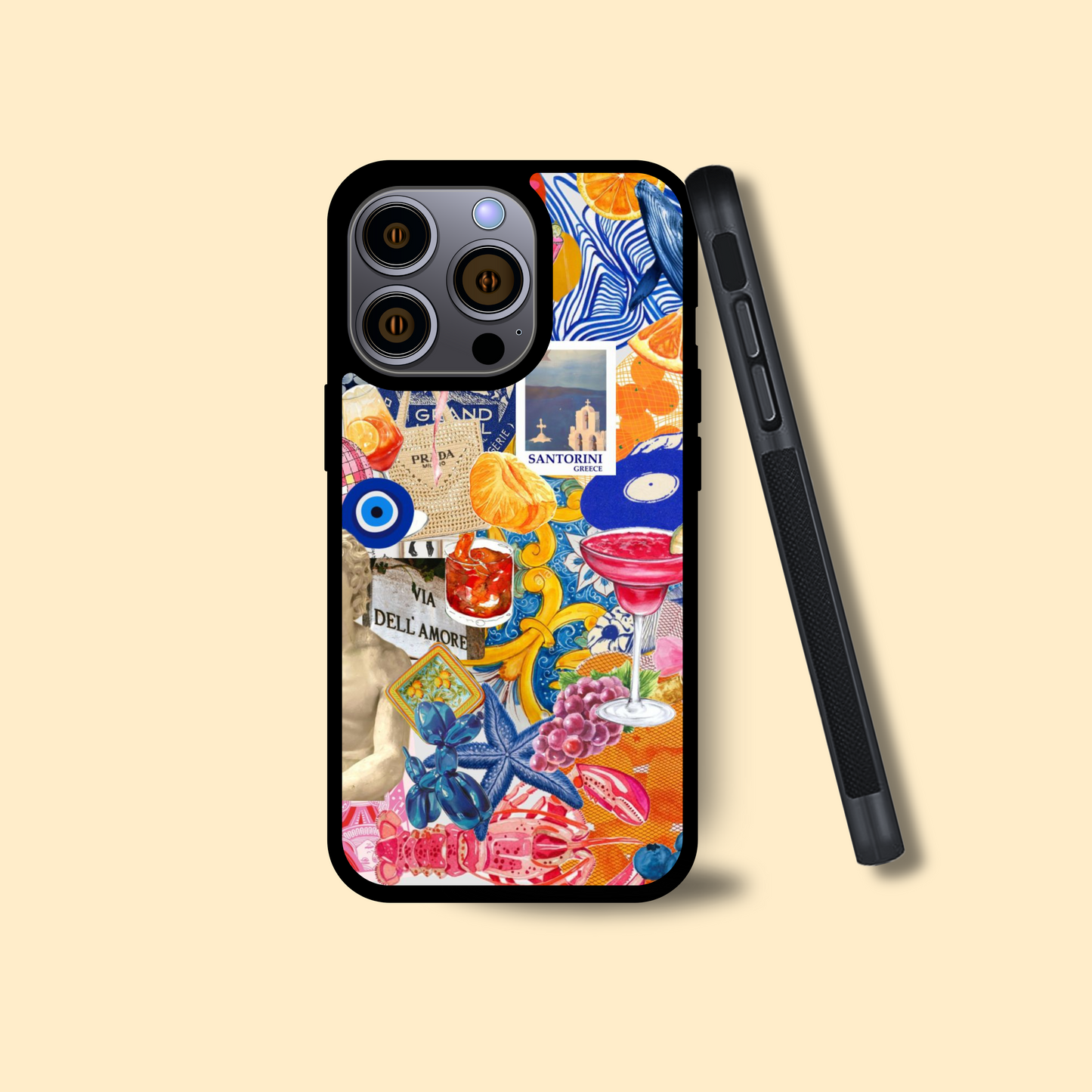 Santorini Vibes Collage Phone Case – Vibrant Sunset-Inspired Design for iPhone