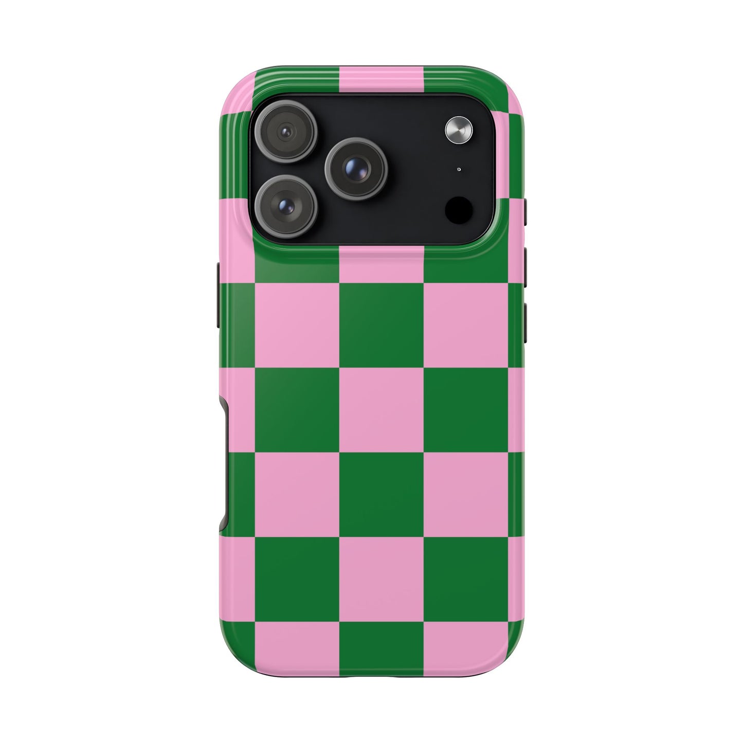 Pink Retro Checkered Phone Case – 90s Aesthetic, Vintage Grid Pattern for iPhone & Samsung