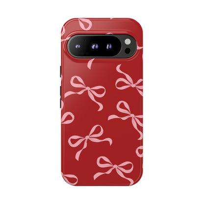 Pink Bows on Red Phone Case - JGUS