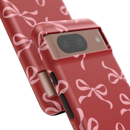 Pink Bows on Red Phone Case - JGUS