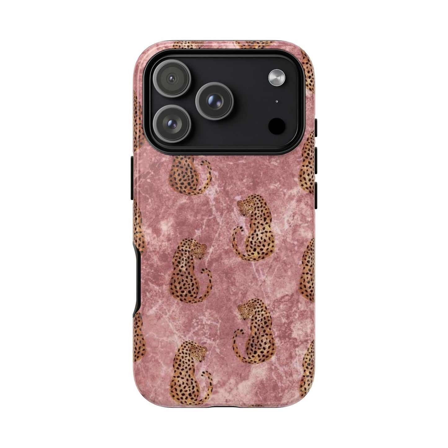 Pink Leopard Print Marble Phone Case – Cute Animal Design for iPhone & Samsung