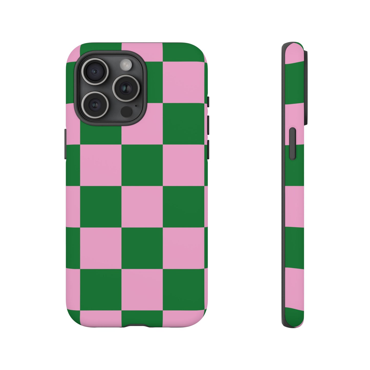 Pink Retro Checkered Phone Case – 90s Aesthetic, Vintage Grid Pattern for iPhone & Samsung - JGUS