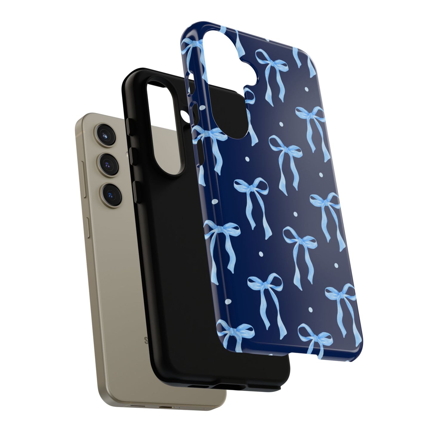 Bows & Blues Phone Case – Aesthetic Ribbon Print | Fits iPhone & Samsung - JGUS