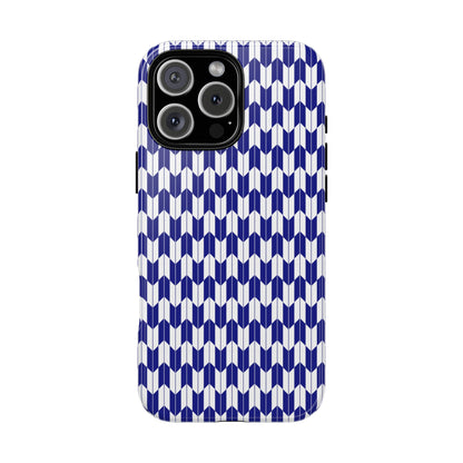 Navy Blue Geometric Phone Case for iPhone Samsung Pixel – Minimal Pattern Modern Aesthetic - JGUS