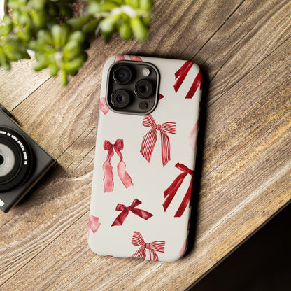 Burgundy Chic Bow Design Phone Case - JGUS
