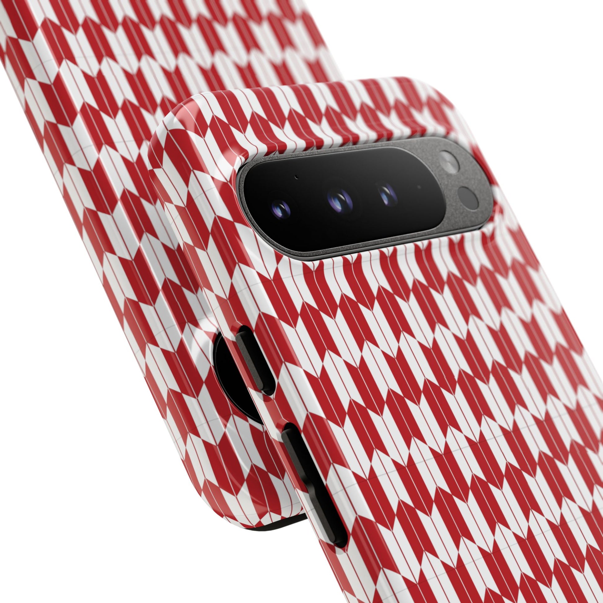 Red Geometric Phone Case for iPhone Samsung Pixel – Bold Pattern Aesthetic Modern Design - JGUS