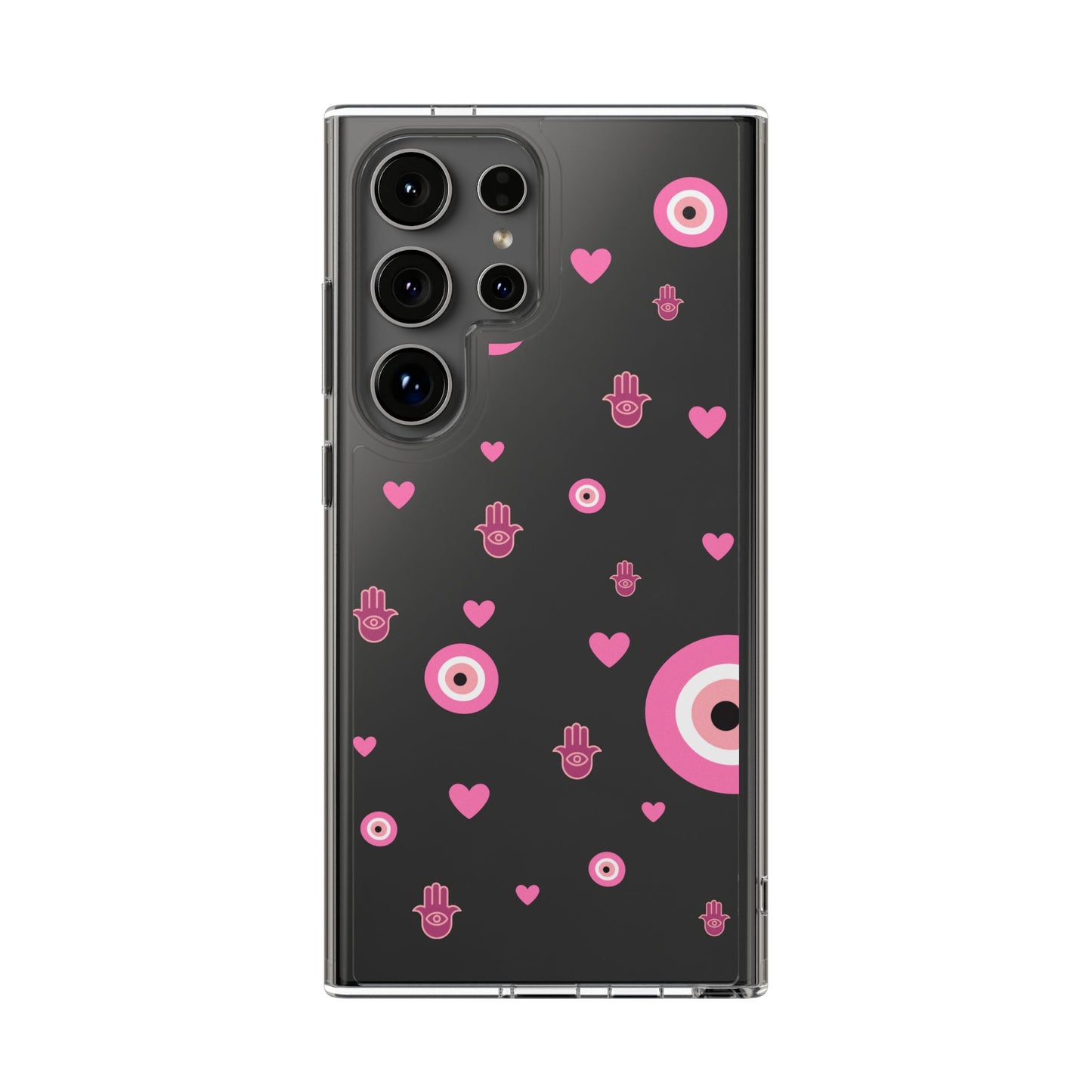 Devil's eye & Pink Hamsa Hand Clear Phone Case