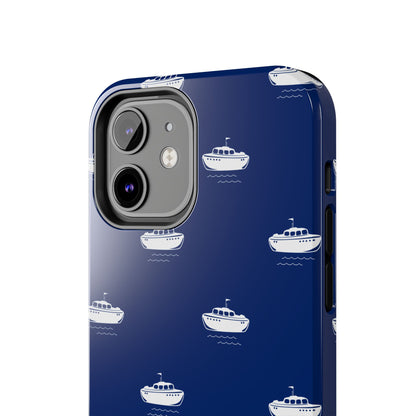 Blue Boat Phone Case – Calm Ocean Pattern for iPhone & Samsung, Durable & Stylish Protection