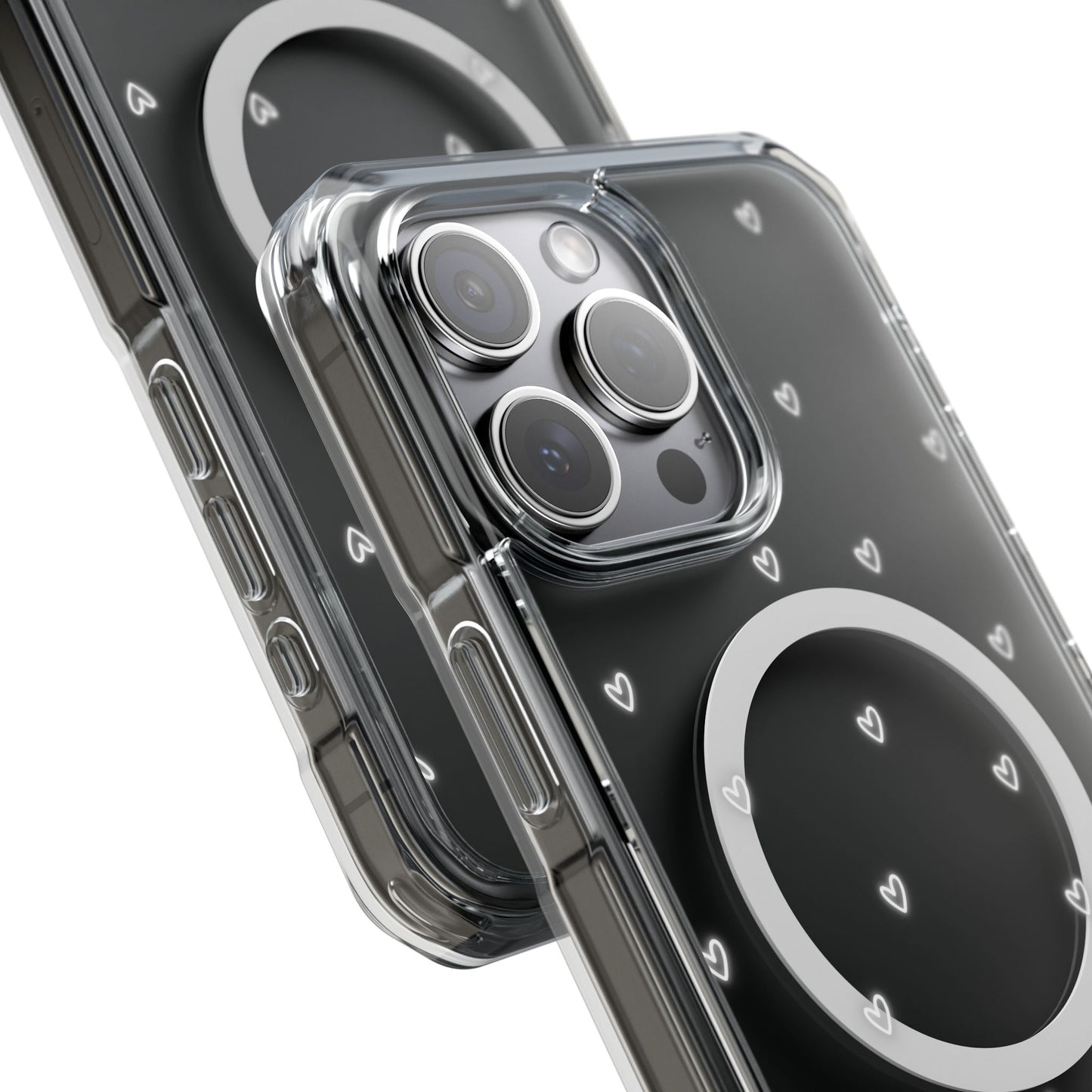 Neon Heart Bling Clear MagSafe Case