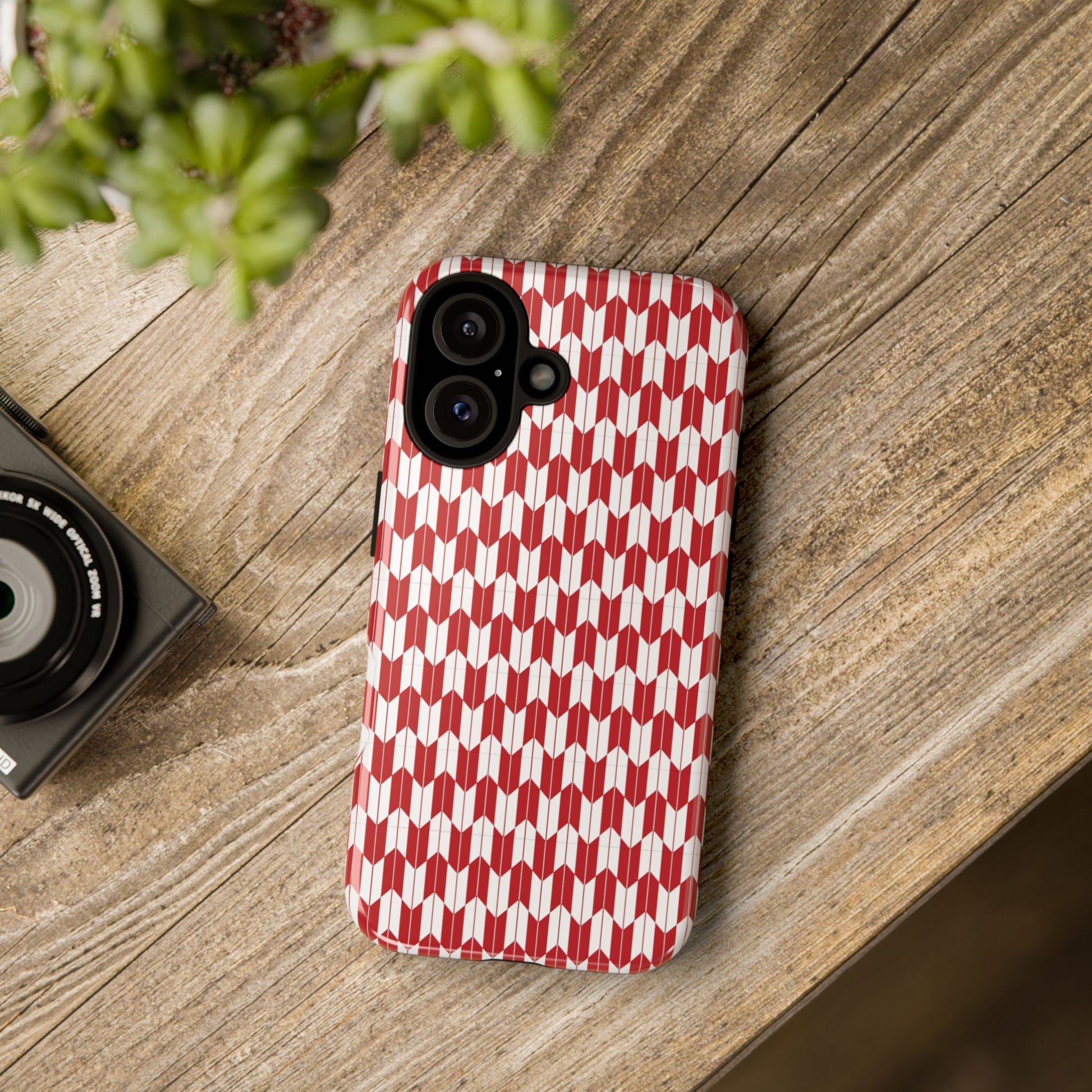 Red Geometric Phone Case for iPhone Samsung Pixel – Bold Pattern Aesthetic Modern Design - JGUS