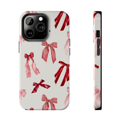 Burgundy Chic Bow Design Phone Case – Customizable, Dual-Layer Protection for iPhone & Samsung