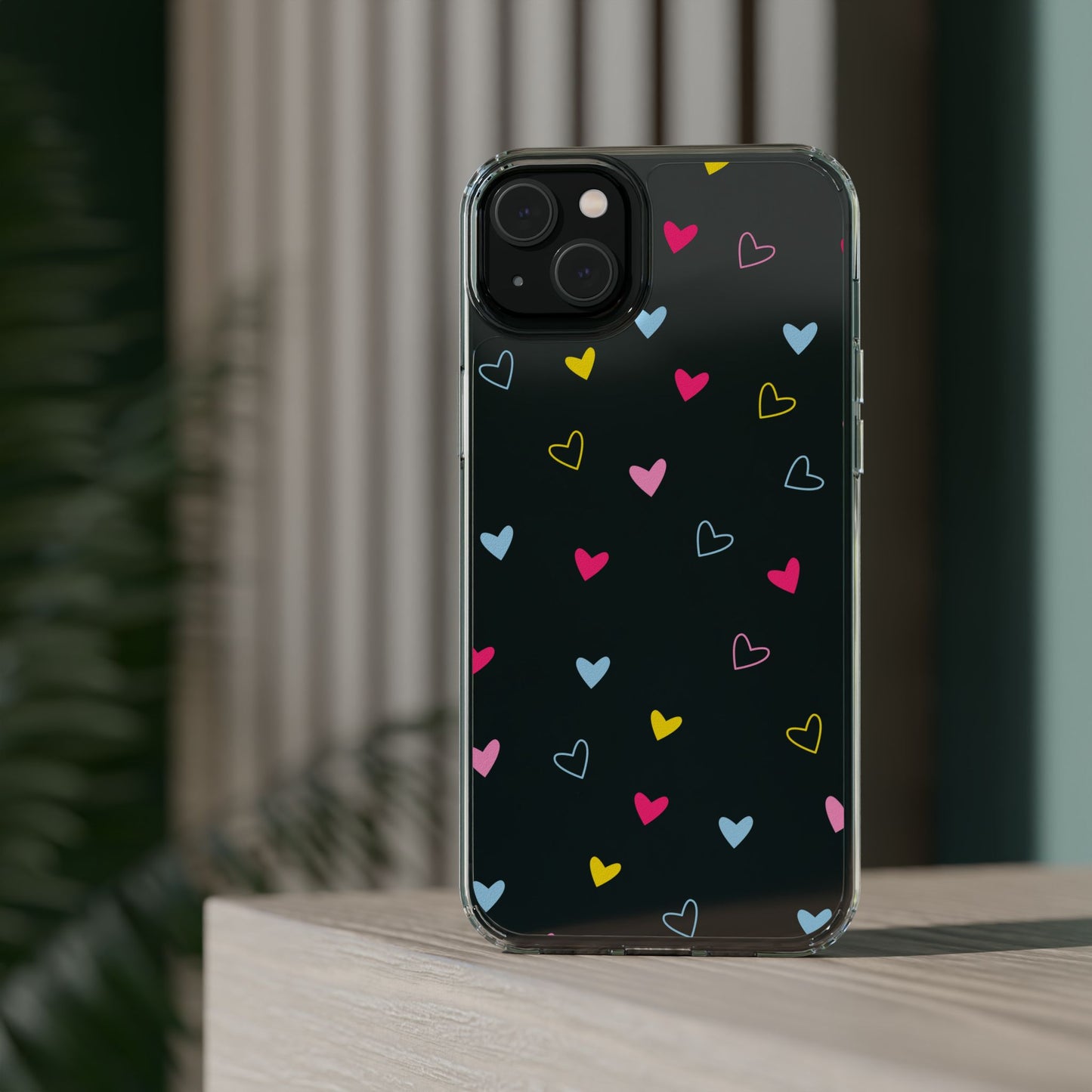 Transparent Heart Design Pattern Clear Phone Case