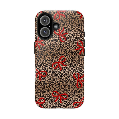 Bold Bow Leopard Print Phone Case – Aesthetic Protective Cover for iPhone & Samsung - Fashionable Animal Print Cover