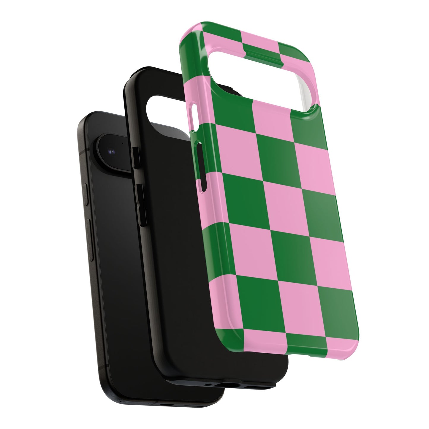 Pink Retro Checkered Phone Case – 90s Aesthetic, Vintage Grid Pattern for iPhone & Samsung - JGUS