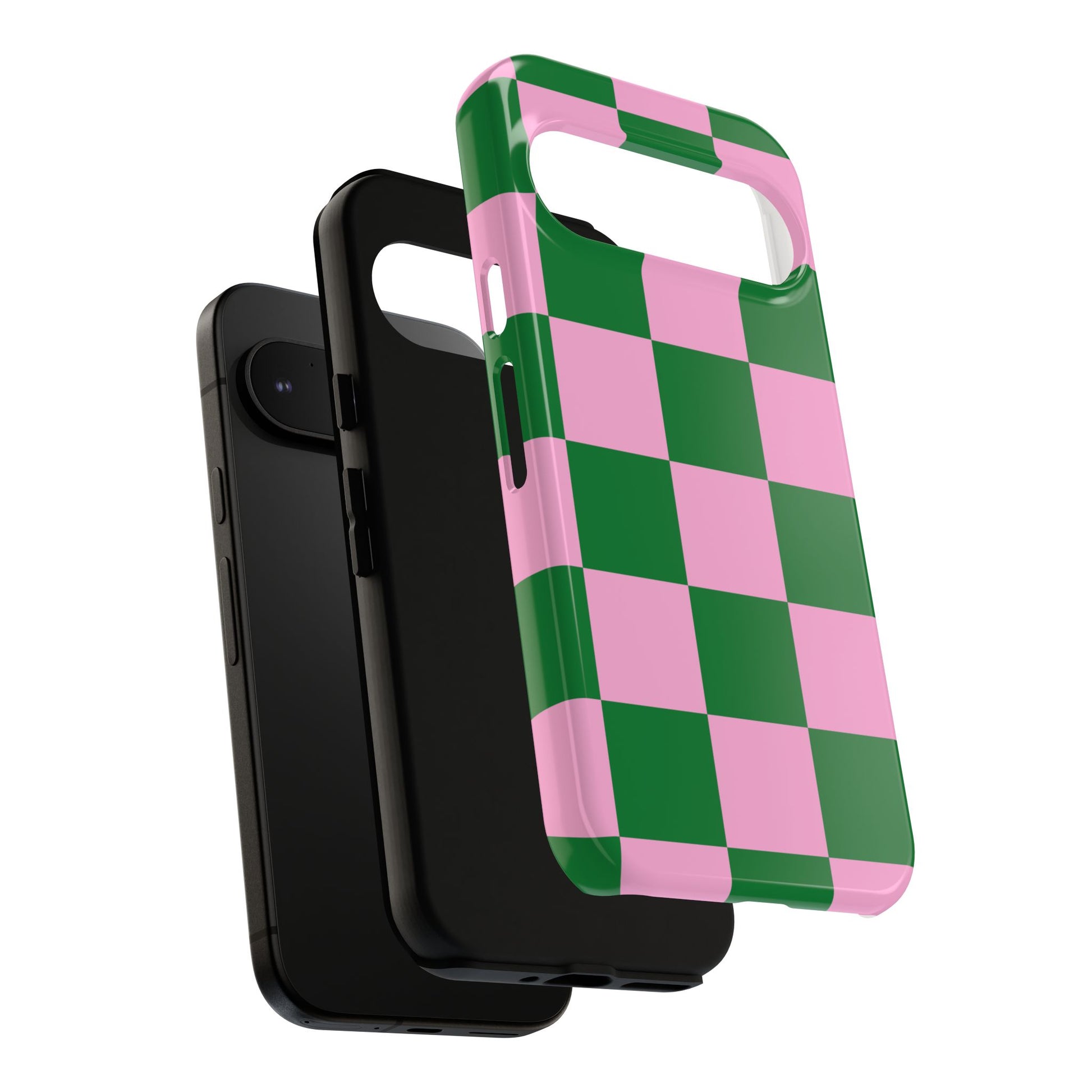 Pink Retro Checkered Phone Case – 90s Aesthetic, Vintage Grid Pattern for iPhone & Samsung - JGUS