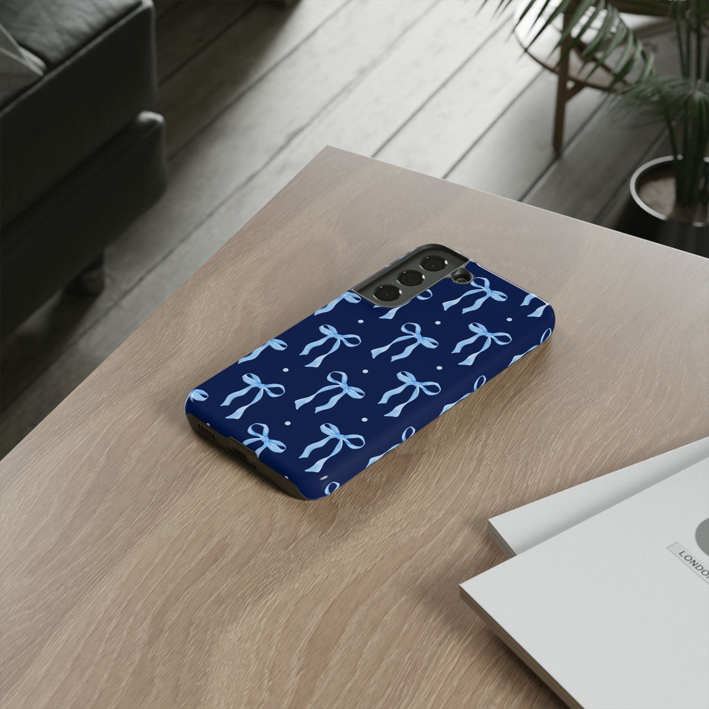 Bows & Blues Phone Case – Aesthetic Ribbon Print | Fits iPhone & Samsung - JGUS