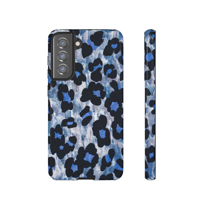 Blue & Black Leopard Print Phone Case – Bold Animal Pattern for iPhone & Samsung