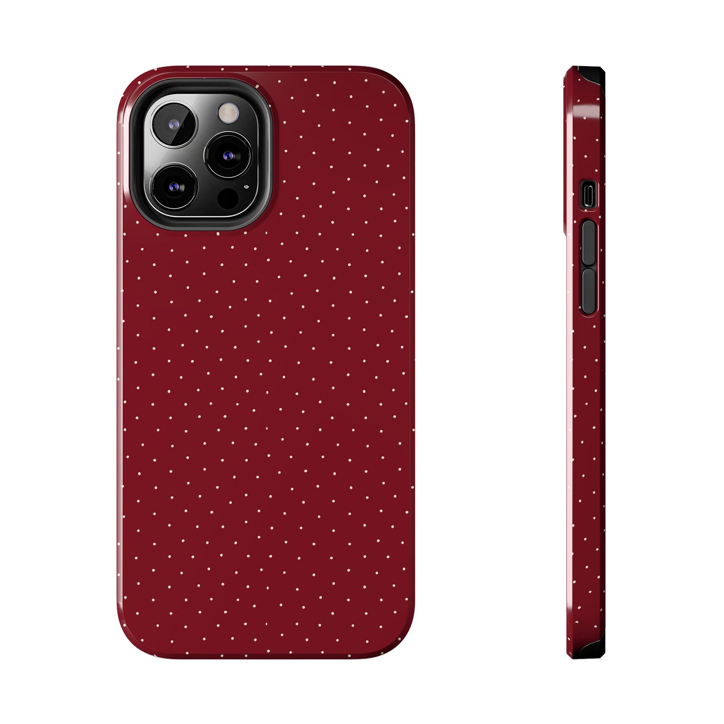 Burgundy  & White Dots Case