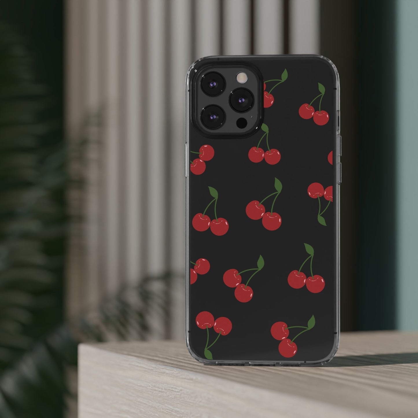 Random Cherry Pattern Clear Phone Case