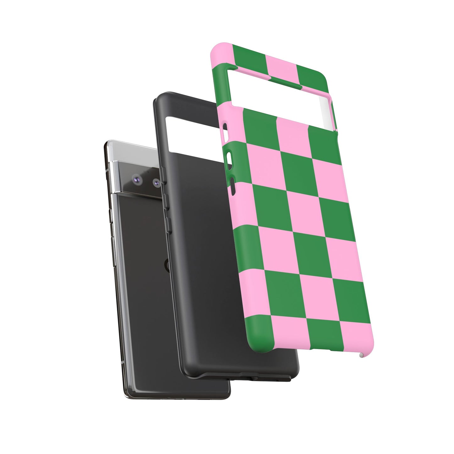 Pink Retro Checkered Phone Case – 90s Aesthetic, Vintage Grid Pattern for iPhone & Samsung - JGUS