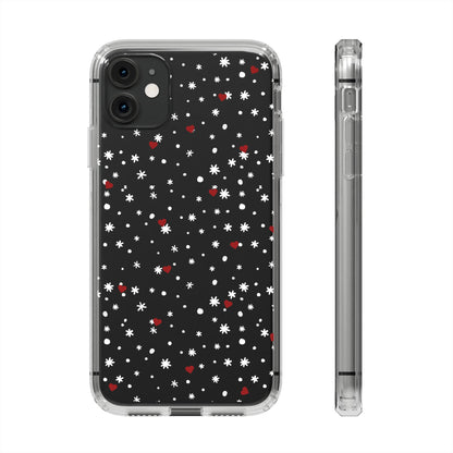 Snowy Hearts Clear Phone Case