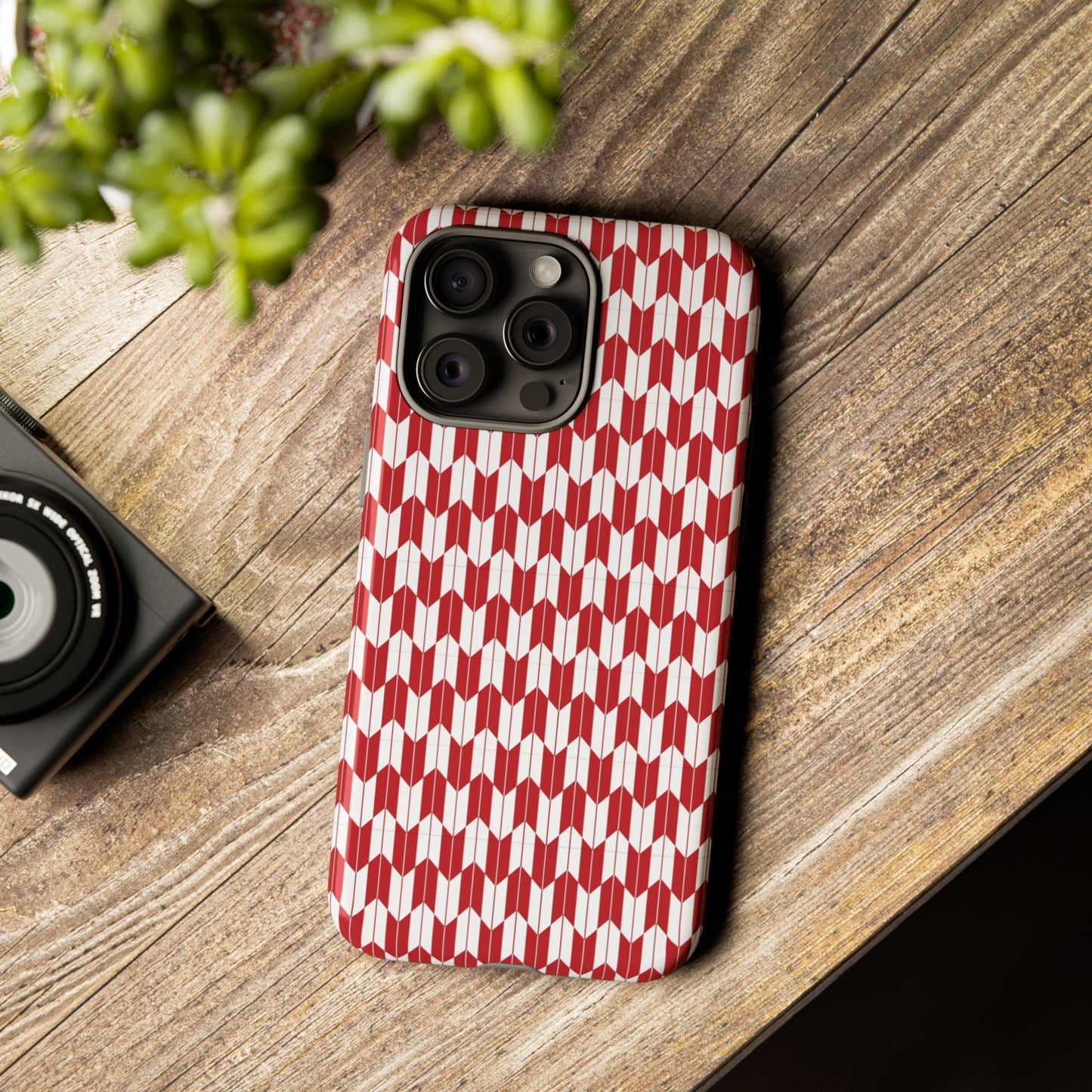Red Geometric Phone Case for iPhone Samsung Pixel – Bold Pattern Aesthetic Modern Design - JGUS