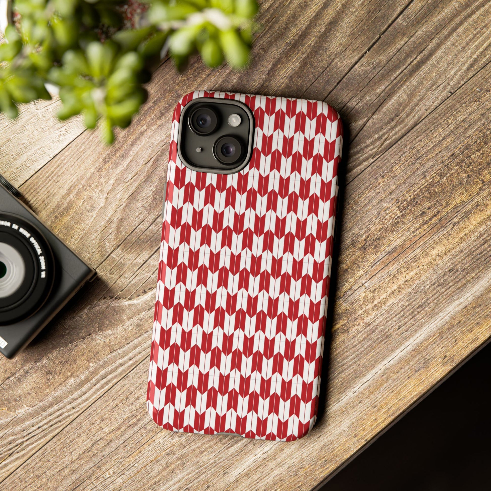 Red Geometric Phone Case for iPhone Samsung Pixel – Bold Pattern Aesthetic Modern Design - JGUS