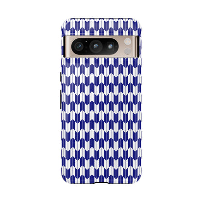 Navy Blue Geometric Phone Case for iPhone Samsung Pixel – Minimal Pattern Modern Aesthetic - JGUS