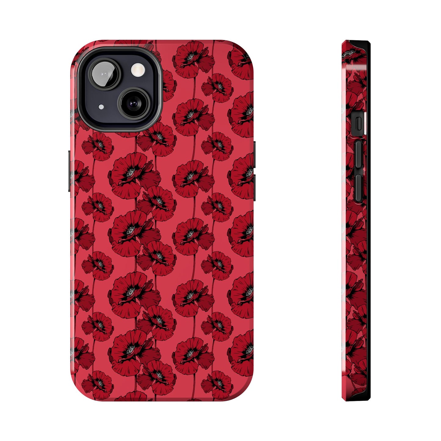 Scarlet Sketch | Red Poppy Floral Phone Case – Aesthetic Protective Cover for iPhone & Samsung