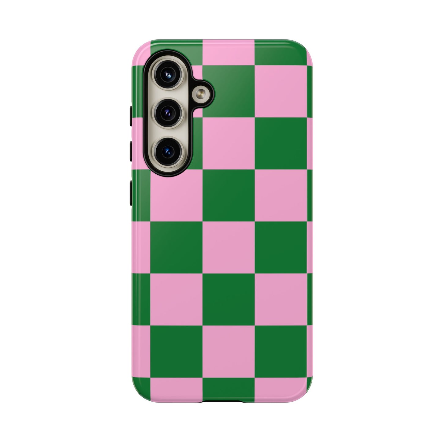 Pink Retro Checkered Phone Case – 90s Aesthetic, Vintage Grid Pattern for iPhone & Samsung - JGUS