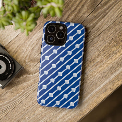 Navy Blue Seashell Phone Case for iPhone Samsung Pixel – Nautical Coastal Stripe Aesthetic - JGUS