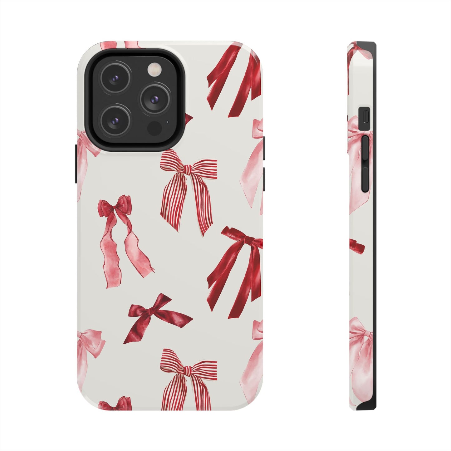 Burgundy Chic Bow Design Phone Case – Customizable, Dual-Layer Protection for iPhone & Samsung