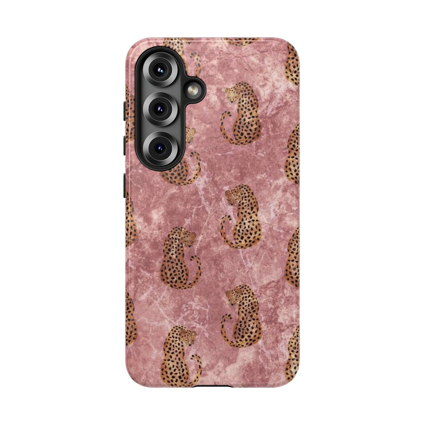 Pink Leopard Print Marble Phone Case – Cute Animal Design for iPhone & Samsung