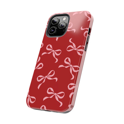 Pink Bows on Red Phone Case