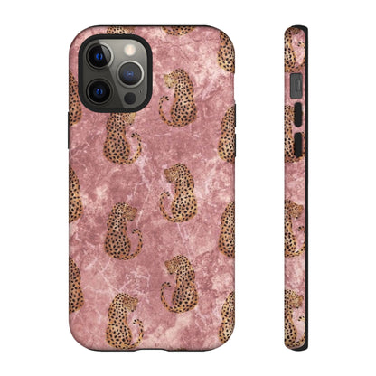 Pink Leopard Print Marble Phone Case – Cute Animal Design for iPhone & Samsung